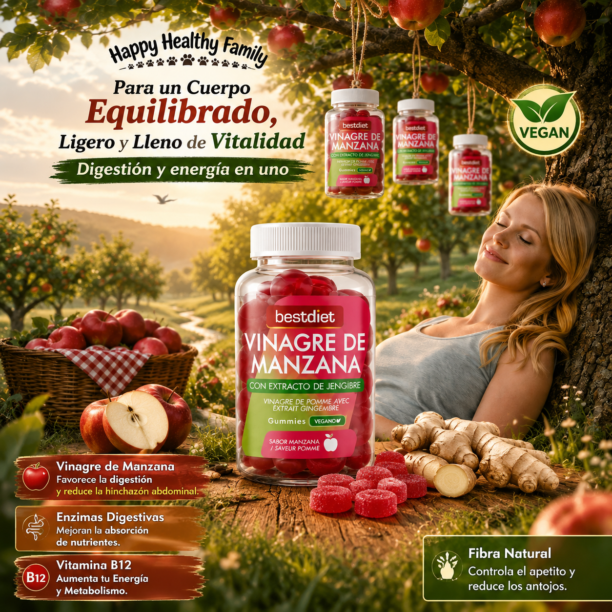 GUMMIES DE VINAGRE DE MANZANA ANTI HINCHAZÓN
