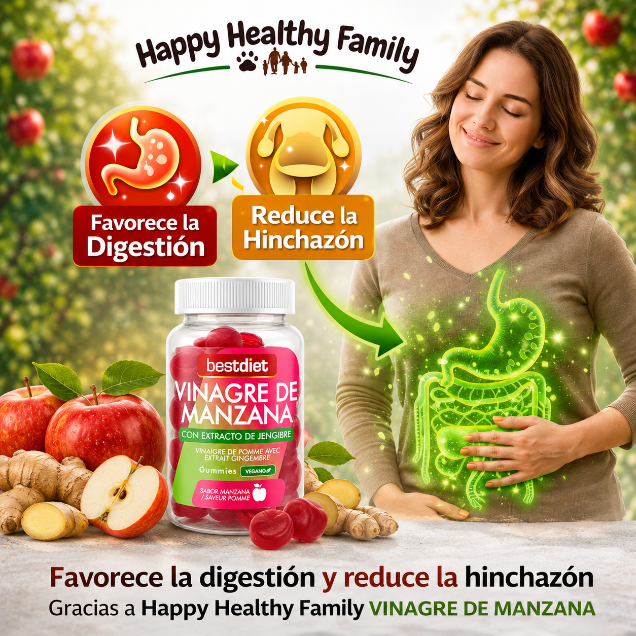 GUMMIES DE VINAGRE DE MANZANA ANTI HINCHAZÓN