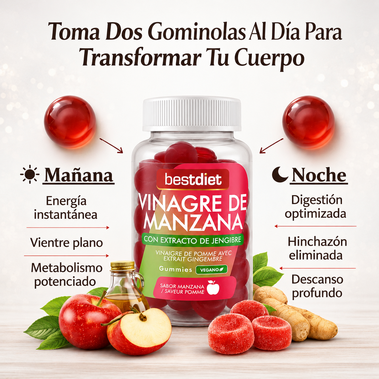 GUMMIES DE VINAGRE DE MANZANA ANTI HINCHAZÓN
