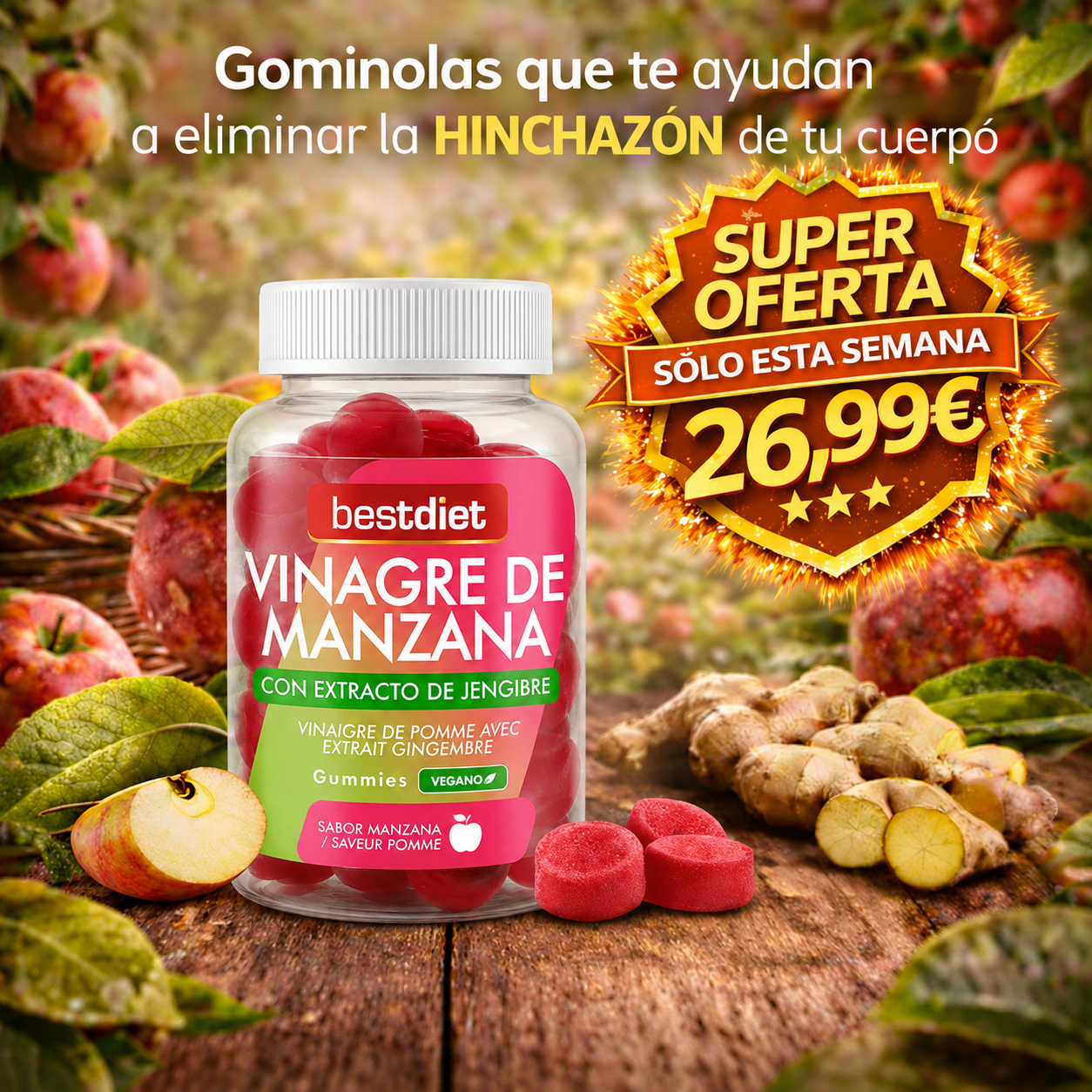 GUMMIES DE VINAGRE DE MANZANA ANTI HINCHAZÓN