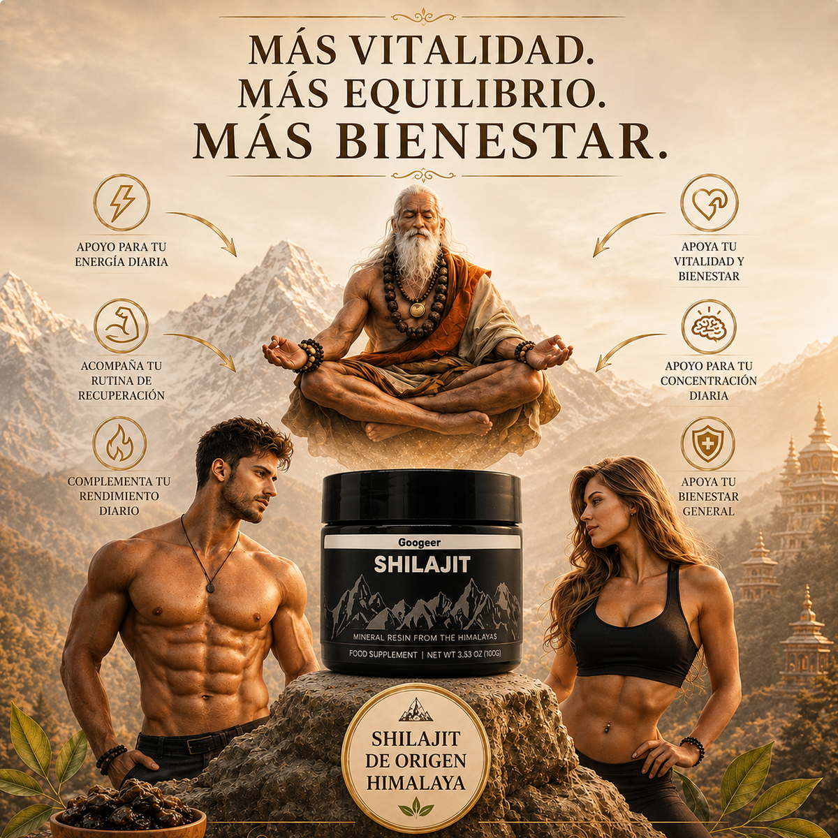 PACK ENERGIA NATURAL — Resina + Gummies de Shilajit + Gummies de Vinagre de Manzana