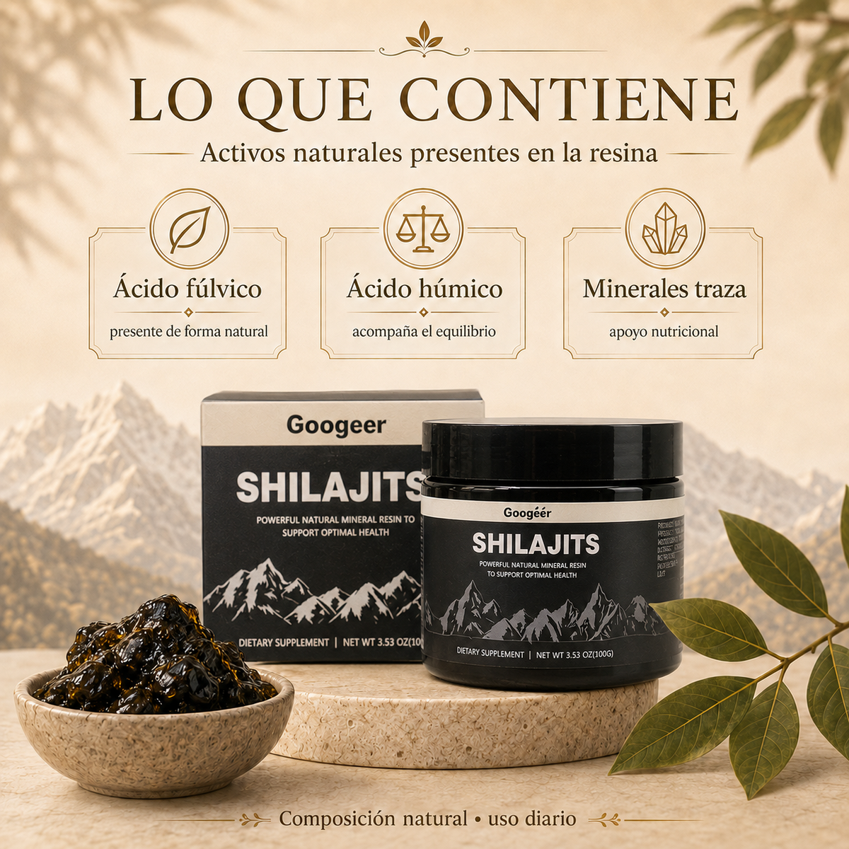 Resina orgánica pura del Himalaya SHILAJIT 100g