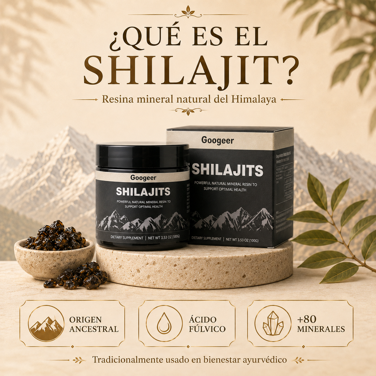 Resina orgánica pura del Himalaya SHILAJIT 100g